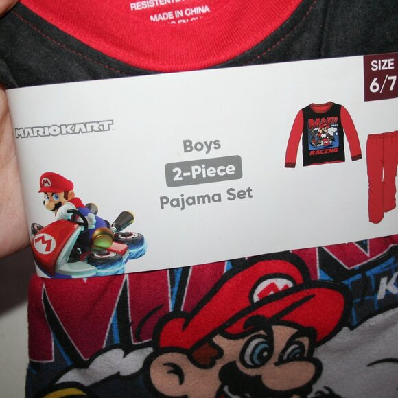 🏅 NTW MARIO KART PJs BOYS 6 7 PAJAMAS SET SHIRT PANTS GAMER NINTENDO BRAND NEW - Picture 4 of 10